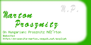 marton prosznitz business card